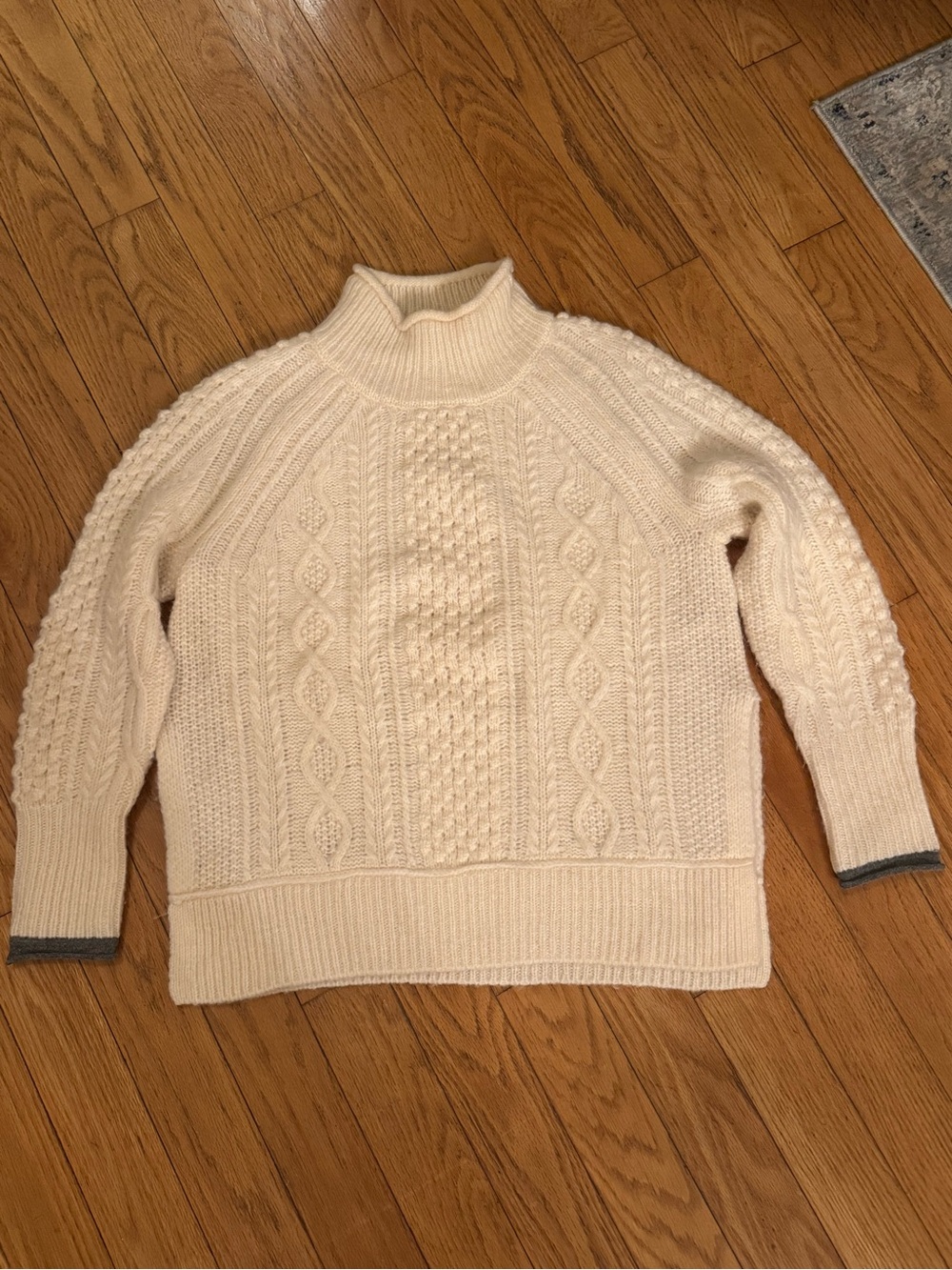 Alex Mill Womens Camil Cable Knit Mockneck Rollneck Sweater Sz M Fisherman Cozy - Picture 2 of 11